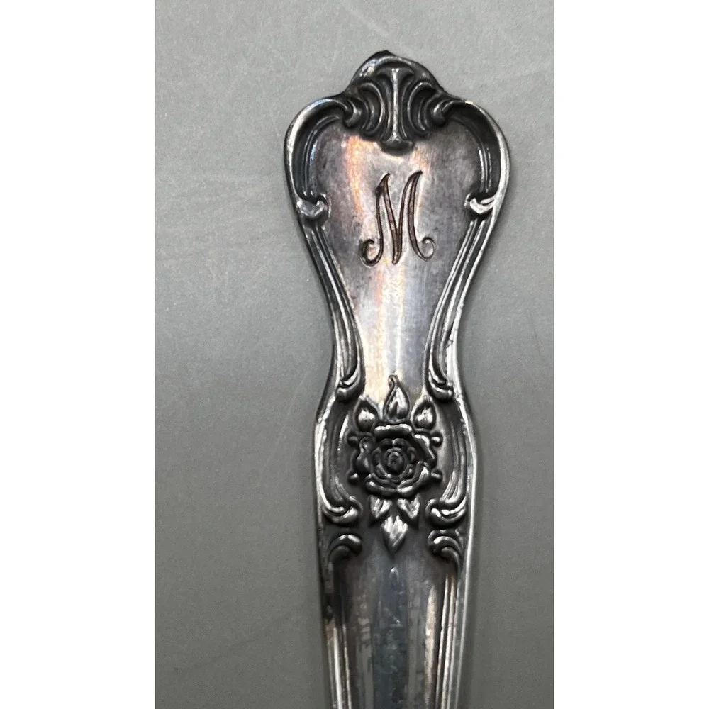 Old Company Plate Signature Rose Silver Plate Teaspoons Rose Monogram M Set of 4